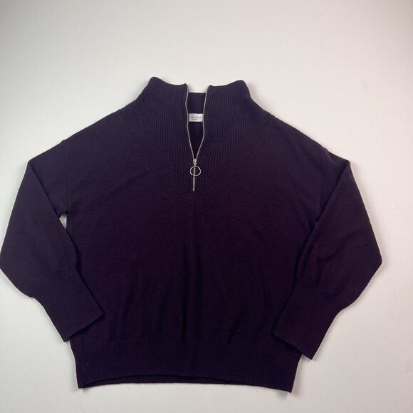The Reset R Label Wool Cashmere Sweater M Purple Quarter Zip Quiet Luxury Preppy - Picture 8 of 10